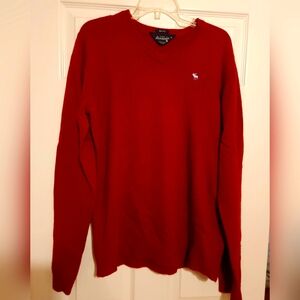 Abercrombie & Fitch Red V-Neck Sweater